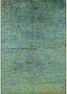 Machine Washable Industrial Modern Forest Green Rug, wshurb1700