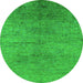 Round Oriental Green Industrial Rug, urb1700grn