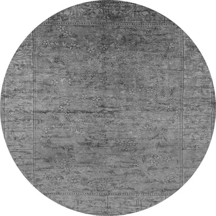 Round Machine Washable Oriental Gray Industrial Rug, wshurb1700gry