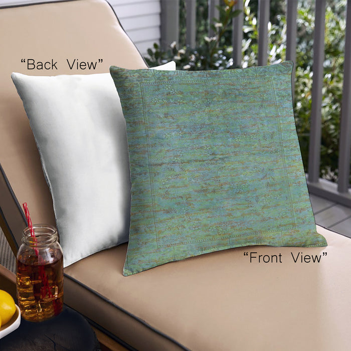 Front View of Mid-Century Modern Urban Square Forest Green Throw Pillow, 18 inch by 18 inch, pwurb1700