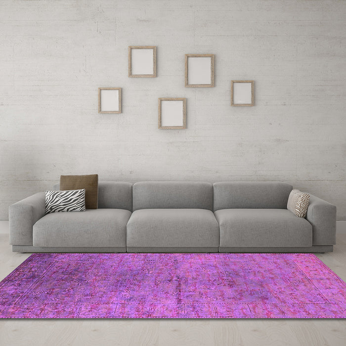 Machine Washable Oriental Pink Industrial Rug in a Living Room, wshurb1700pnk