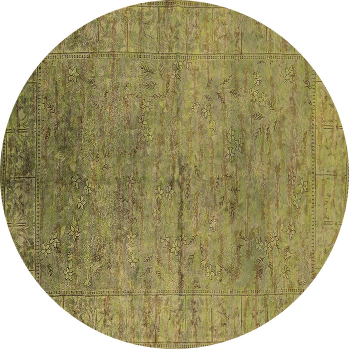 Round Oriental Brown Industrial Rug, urb1700brn