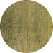 Round Oriental Brown Industrial Rug, urb1700brn