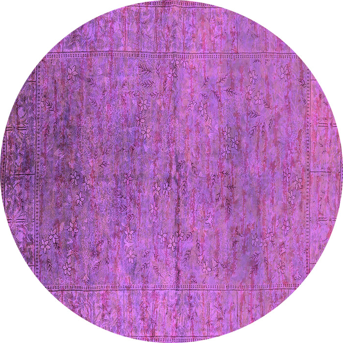 Round Machine Washable Oriental Pink Industrial Rug, wshurb1700pnk