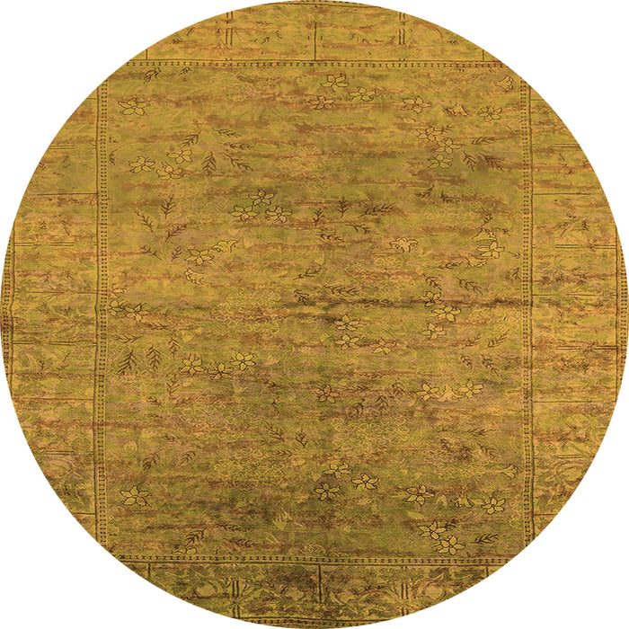 Round Machine Washable Oriental Orange Industrial Area Rugs, wshurb1700org