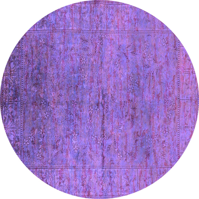 Round Oriental Purple Industrial Rug, urb1700pur