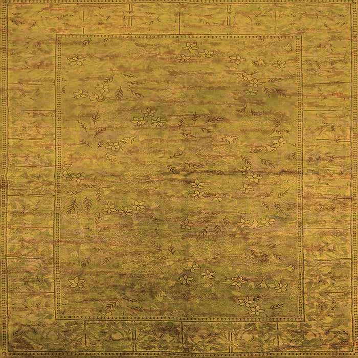Square Machine Washable Oriental Orange Industrial Area Rugs, wshurb1700org