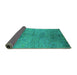 Sideview of Oriental Turquoise Industrial Rug, urb1700turq