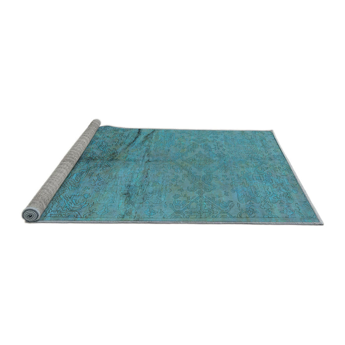Sideview of Machine Washable Oriental Light Blue Industrial Rug, wshurb1701lblu