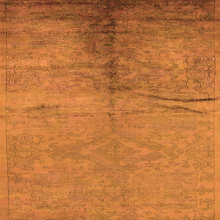 Square Machine Washable Oriental Orange Industrial Area Rugs, wshurb1701org