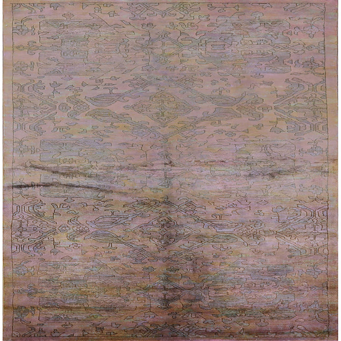 Square Mid-Century Modern Rosy Brown Pink Oriental Rug, urb1701