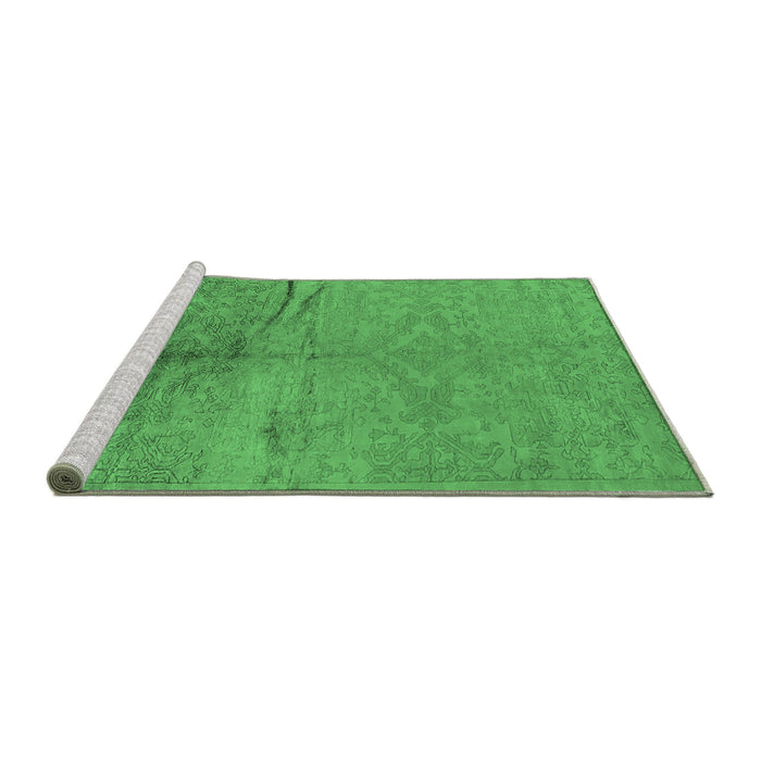 Sideview of Machine Washable Oriental Emerald Green Industrial Area Rugs, wshurb1701emgrn