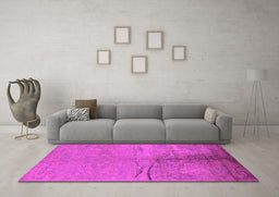 Machine Washable Oriental Pink Industrial Rug in a Living Room, wshurb1701pnk