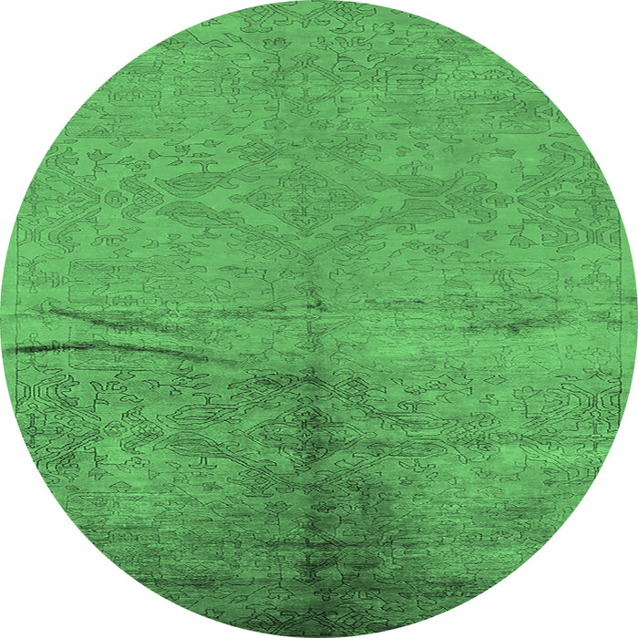 Round Oriental Emerald Green Industrial Rug, urb1701emgrn