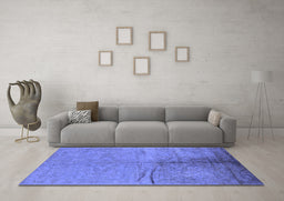 Machine Washable Oriental Blue Industrial Rug in a Living Room, wshurb1701blu