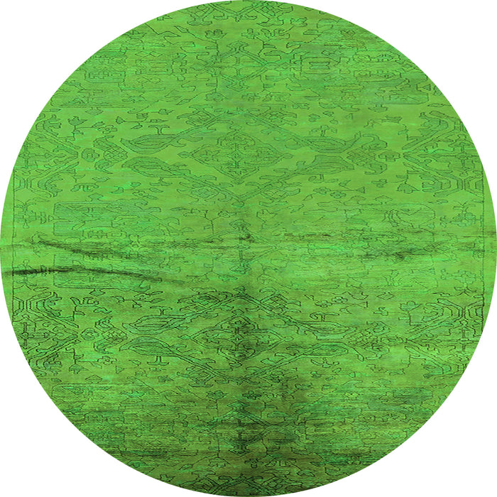 Round Oriental Green Industrial Rug, urb1701grn