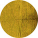 Round Oriental Yellow Industrial Rug, urb1701yw