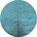 Round Oriental Light Blue Industrial Rug, urb1701lblu