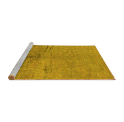 Sideview of Machine Washable Oriental Yellow Industrial Rug, wshurb1701yw