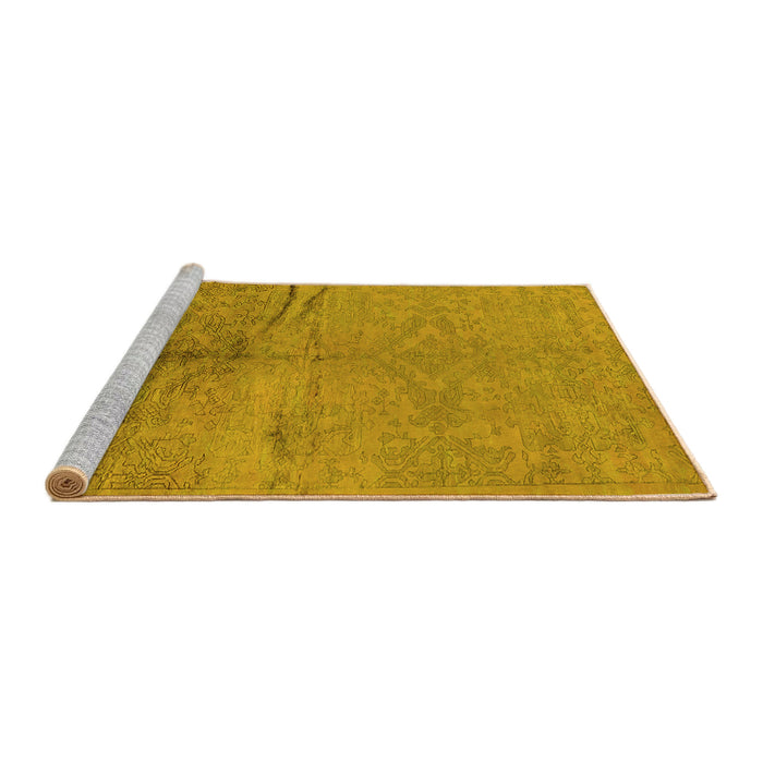 Sideview of Machine Washable Oriental Yellow Industrial Rug, wshurb1701yw