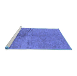 Sideview of Machine Washable Oriental Blue Industrial Rug, wshurb1701blu