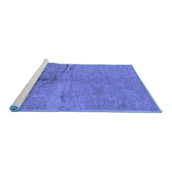 Sideview of Machine Washable Oriental Blue Industrial Rug, wshurb1701blu