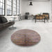 Round Machine Washable Industrial Modern Rosy Brown Pink Rug in a Office, wshurb1701