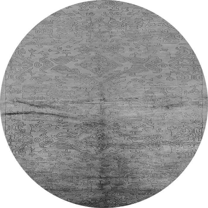 Round Oriental Gray Industrial Rug, urb1701gry
