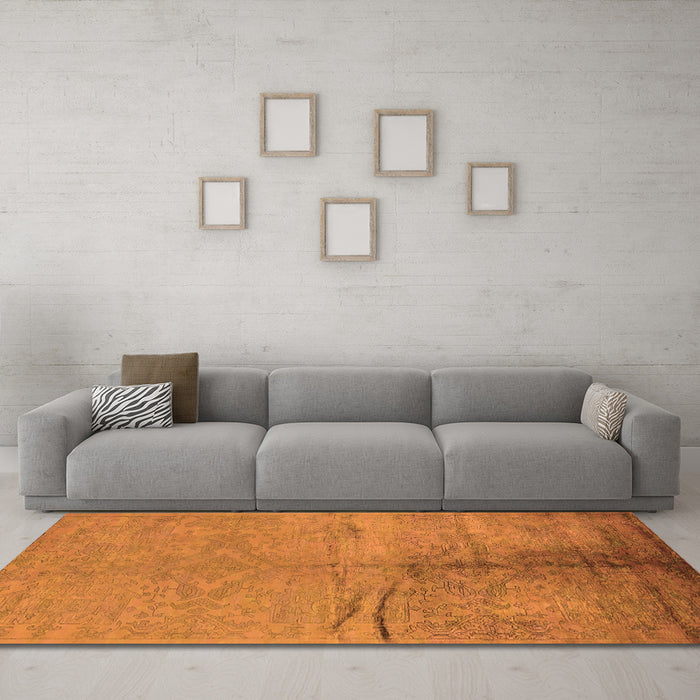Machine Washable Oriental Orange Industrial Area Rugs in a Living Room, wshurb1701org