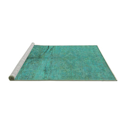 Sideview of Machine Washable Oriental Turquoise Industrial Area Rugs, wshurb1701turq