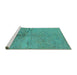 Sideview of Machine Washable Oriental Turquoise Industrial Area Rugs, wshurb1701turq