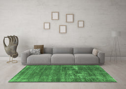 Machine Washable Oriental Emerald Green Industrial Area Rugs in a Living Room,, wshurb1702emgrn