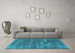 Machine Washable Oriental Light Blue Industrial Rug in a Living Room, wshurb1702lblu