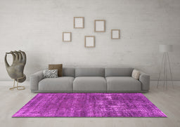 Machine Washable Oriental Pink Industrial Rug in a Living Room, wshurb1702pnk
