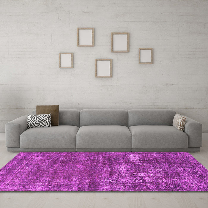 Machine Washable Oriental Pink Industrial Rug in a Living Room, wshurb1702pnk