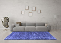 Machine Washable Oriental Blue Industrial Rug in a Living Room, wshurb1702blu