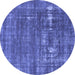 Round Oriental Blue Industrial Rug, urb1702blu