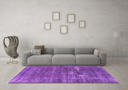 Machine Washable Oriental Purple Industrial Area Rugs in a Living Room, wshurb1702pur
