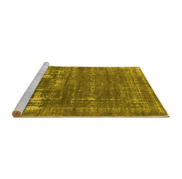 Sideview of Machine Washable Oriental Yellow Industrial Rug, wshurb1702yw