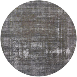 Round Mid-Century Modern Gunmetal Gray Oriental Rug, urb1702