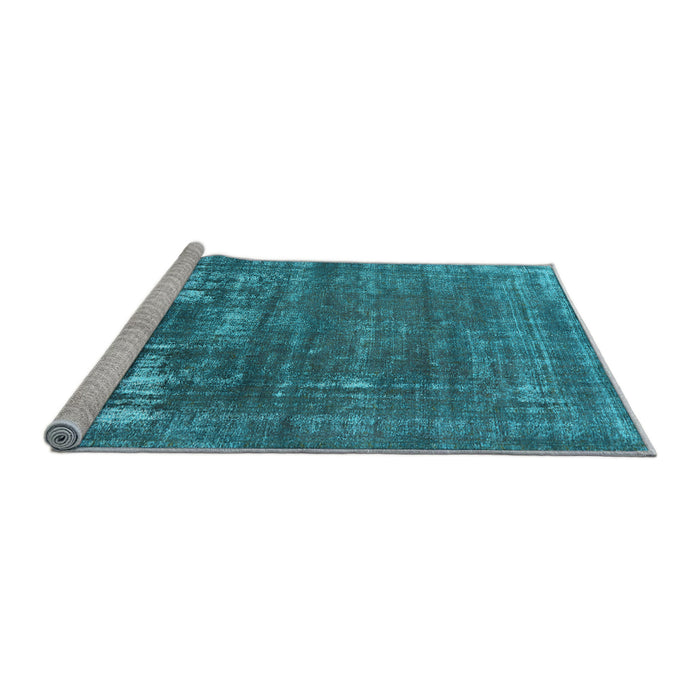 Sideview of Machine Washable Oriental Light Blue Industrial Rug, wshurb1702lblu