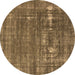 Round Oriental Brown Industrial Rug, urb1702brn