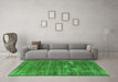 Machine Washable Oriental Green Industrial Area Rugs in a Living Room,, wshurb1702grn