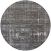 Round Machine Washable Industrial Modern Gunmetal Gray Rug, wshurb1702