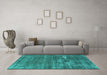 Machine Washable Oriental Turquoise Industrial Area Rugs in a Living Room,, wshurb1702turq