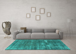 Machine Washable Oriental Turquoise Industrial Area Rugs in a Living Room,, wshurb1702turq