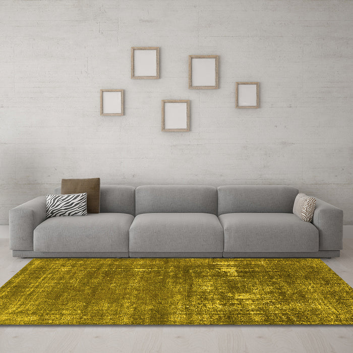 Machine Washable Oriental Yellow Industrial Rug in a Living Room, wshurb1702yw