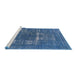 Sideview of Machine Washable Industrial Modern Blue Rug, wshurb1703