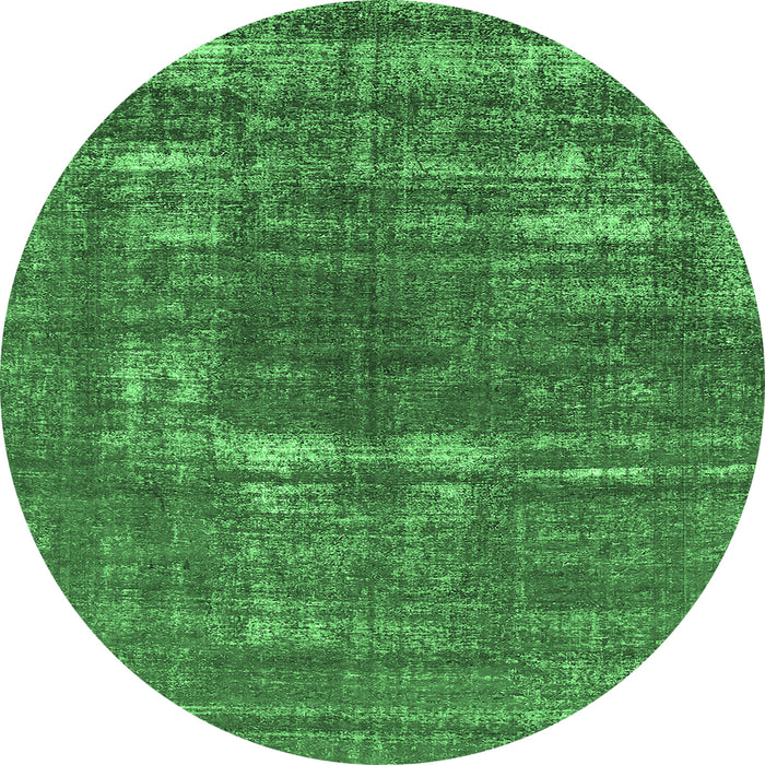 Round Oriental Emerald Green Industrial Rug, urb1703emgrn