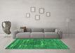 Machine Washable Oriental Green Industrial Area Rugs in a Living Room,, wshurb1703grn